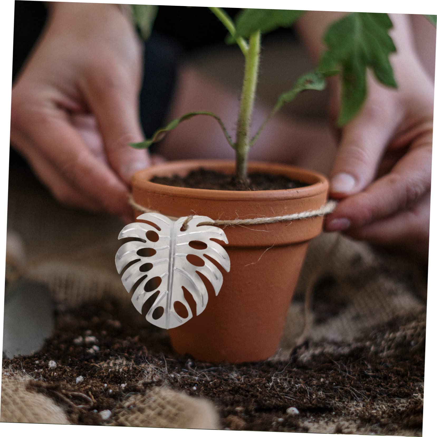 Amazon｜STOBAZA 1セット 金属 モンステラ 葉 屋外 人工 植物